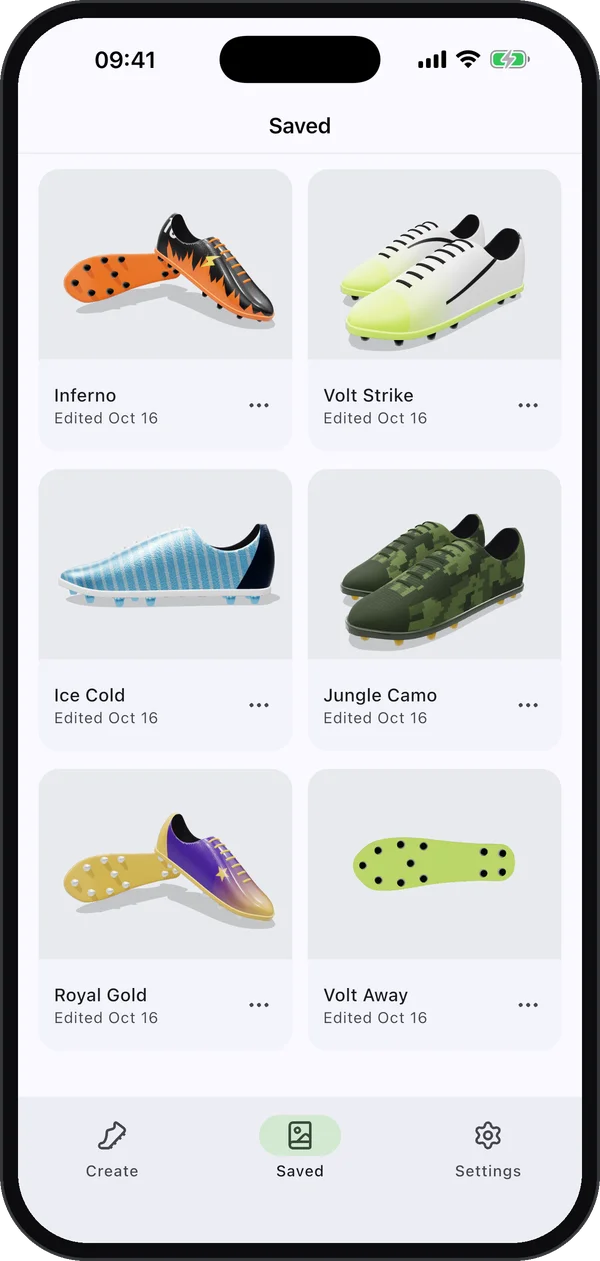 Saved boots grid with flame, volt, ice, camo and royal gold designs